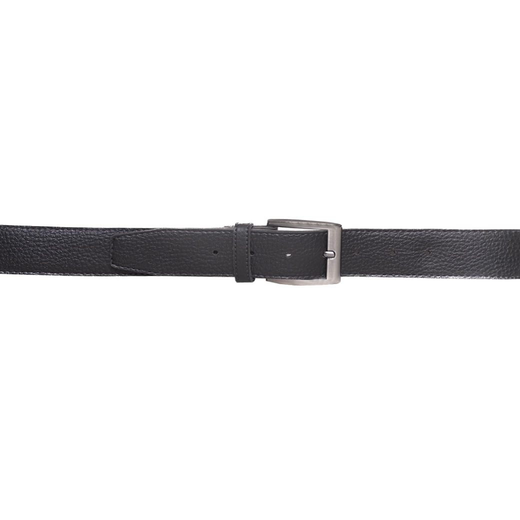 Cinto Couro Mania masculino preto em PU com fivela metálica prateada